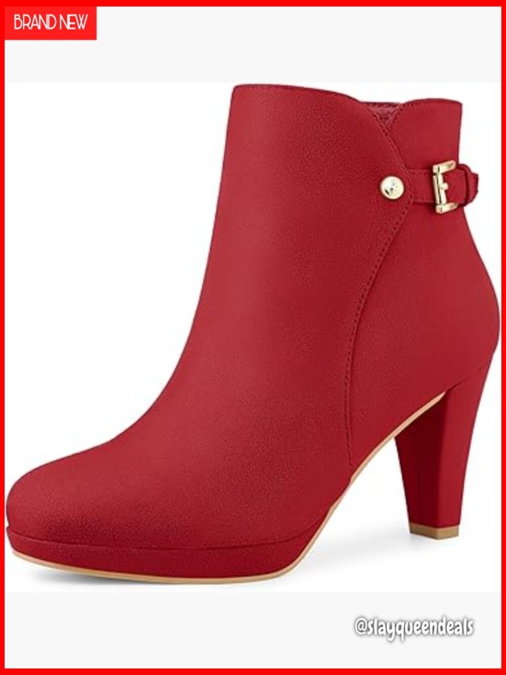 Faux Suede Platform Ankle Boots with Side Zip and Buckle Detail